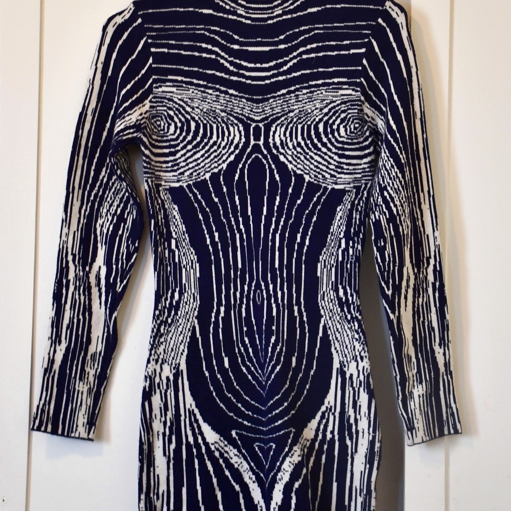 WorldWide High Neck Knit Mini Dress - Navy & Cream